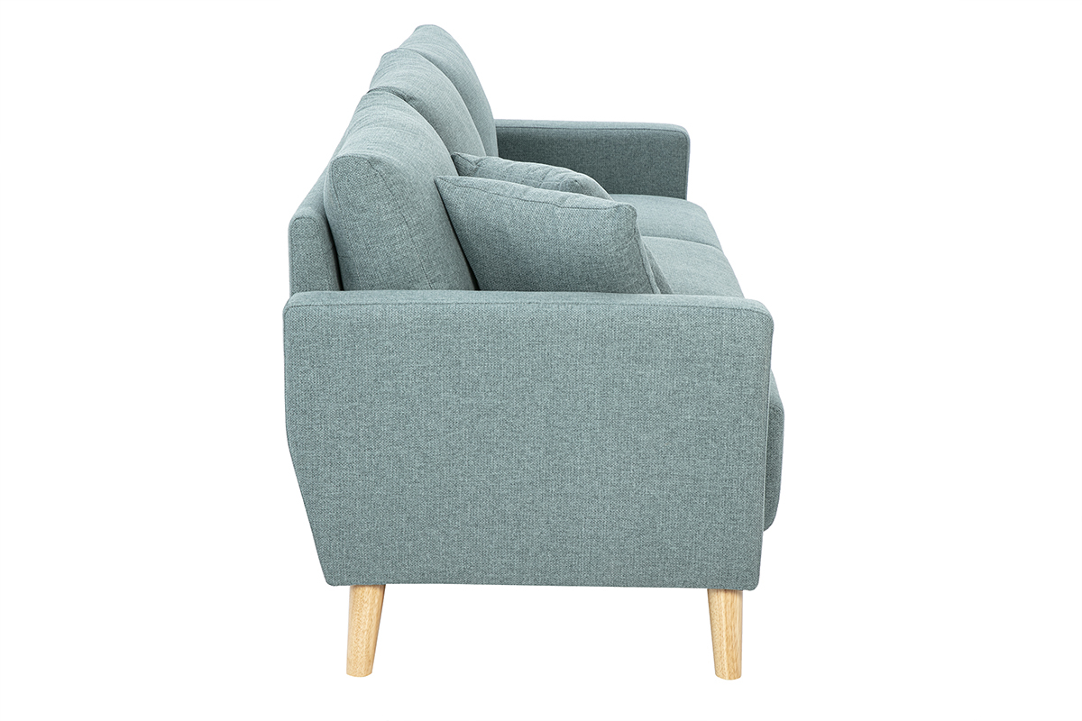 Dreisitzer-Sofa aus gr�n-grauem Stoff und hellem Holz MUNIK