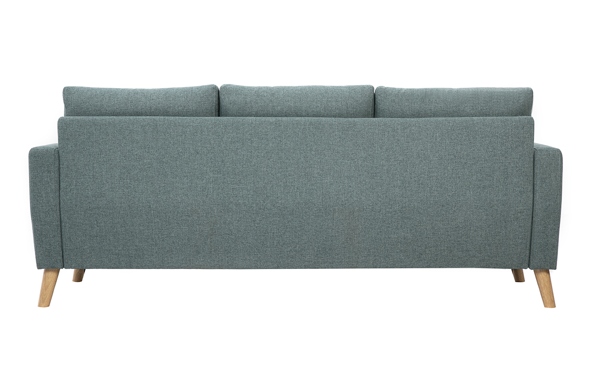 Dreisitzer-Sofa aus gr�n-grauem Stoff und hellem Holz MUNIK