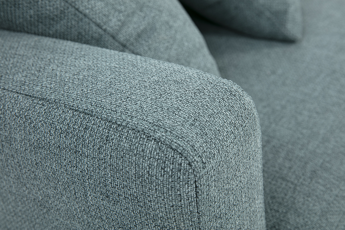 Dreisitzer-Sofa aus gr�n-grauem Stoff und hellem Holz MUNIK