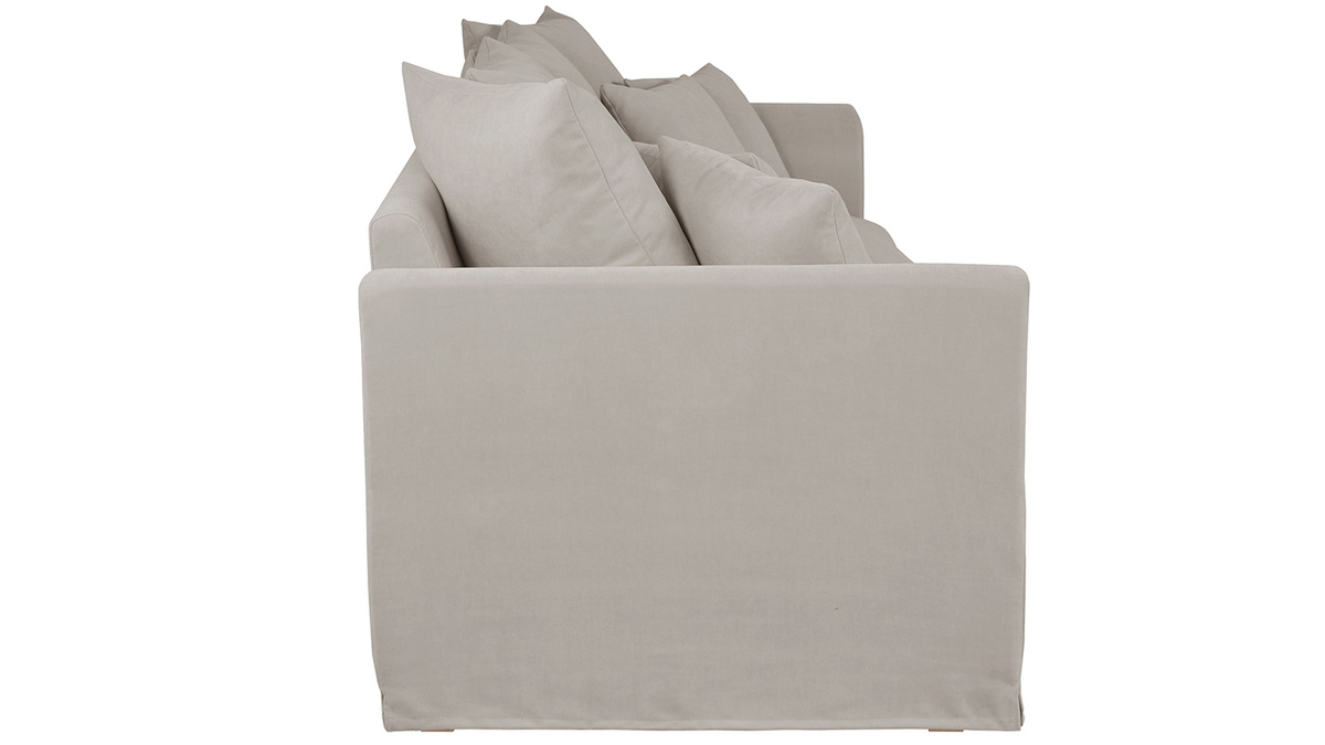 Dreisitzer-Sofa FEVER skandinavisch aus leinfarbenem Stoff mit abnehmbarem Bezug