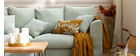 Dreisitzer-Sofa FEVER skandinavisch aus mandelgrünem Stoff mit abnehmbarem Bezug