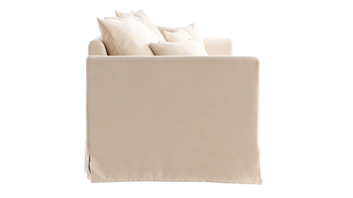 Dreisitzer-Sofa skandinavisch aus leinfarbenem Stoff mit abnehmbarem Bezug FEVER