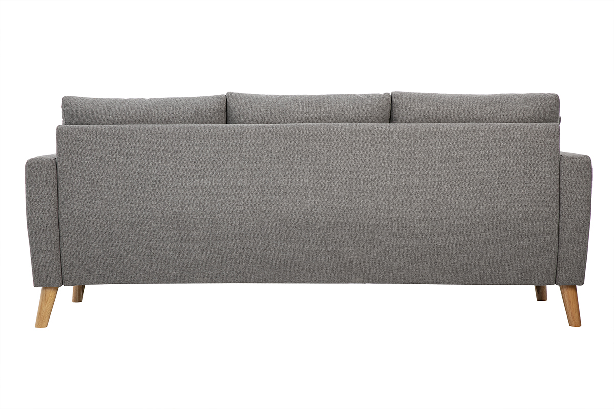 Dreisitziges Sofa aus grauem Stoff und hellem Holz MUNIK
