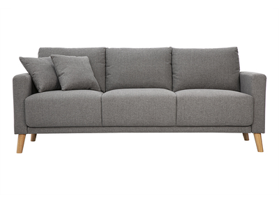 Dreisitziges Sofa aus grauem Stoff und hellem Holz MUNIK