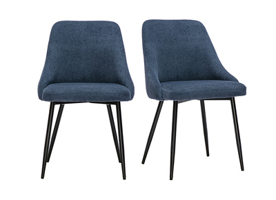 Dunkelblaue Chenille-Stoffst&uuml;hle und schwarzes Metall (Set von 2) HASTA