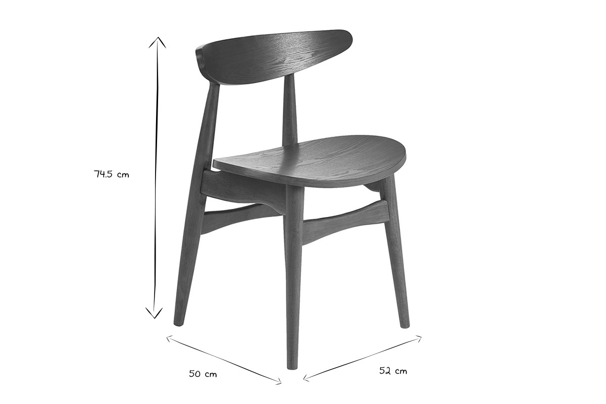 Abmessungen der WALFORD-St�hle in Schwarz und Wei�: 74,5 cm hoch, 50 cm breit, 52 cm tief.