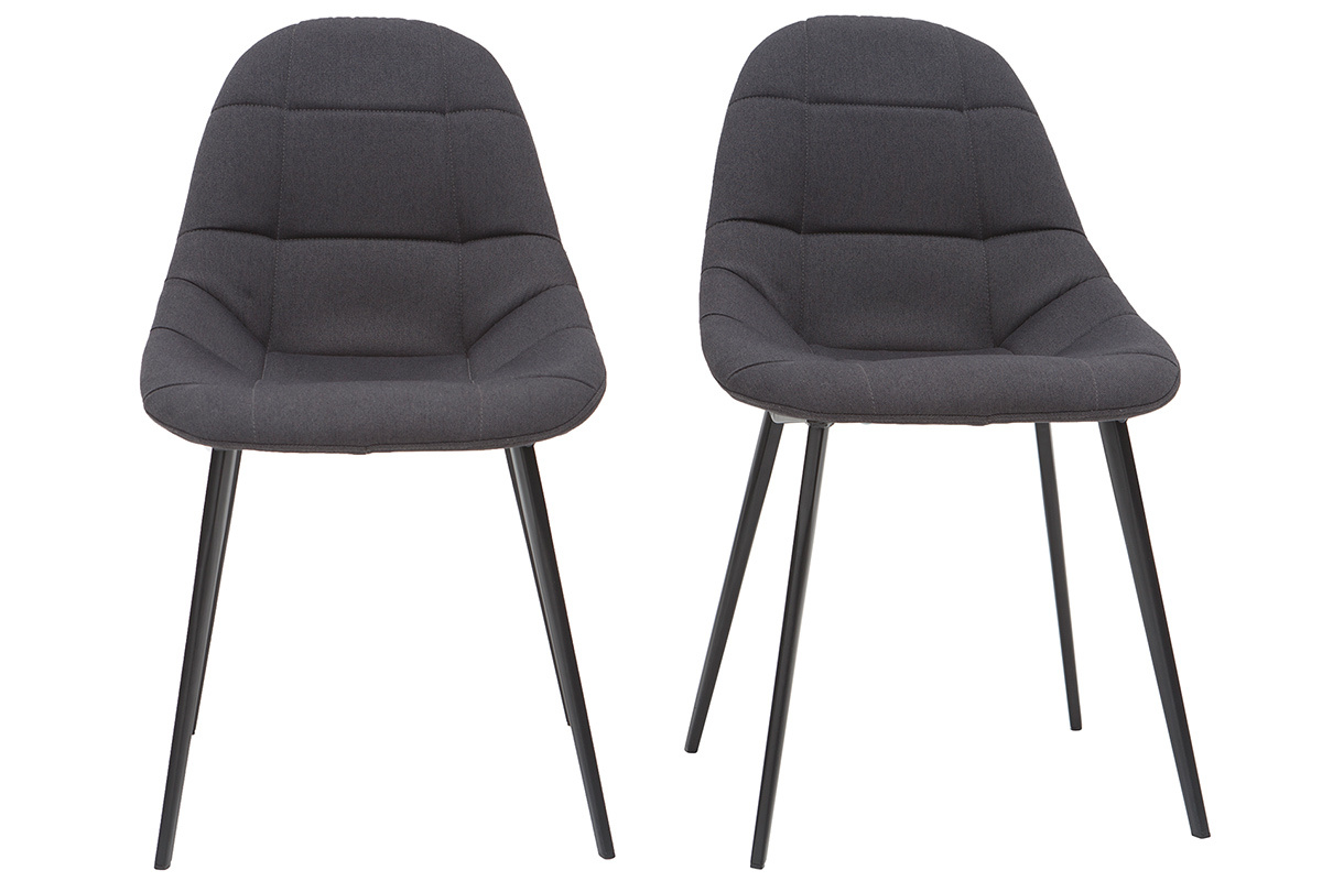 Dunkelgraue Designer-Sthle aus Stoff und Metall (2er-Set) COX