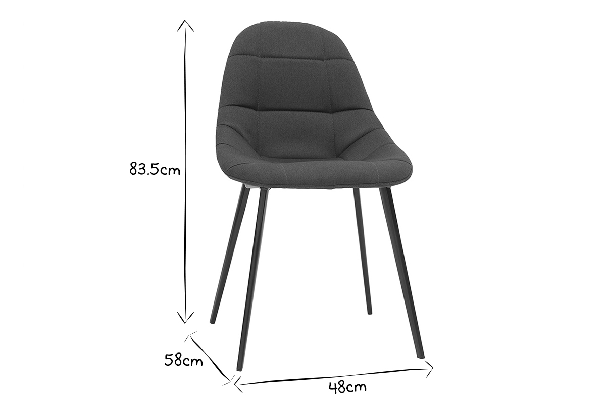 Dunkelgraue Designer-Sthle aus Stoff und Metall (2er-Set) COX