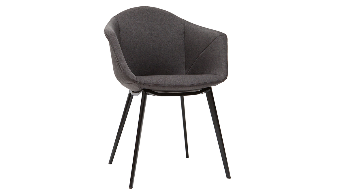 Dunkelgraue Designer-Stühle aus Stoff und Metall (2er-Set) TAYA