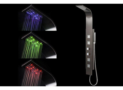 Duschsäule thermostatisch Schwarz mit LED-Beleuchtung SANAGA - Duschsäule thermostatisch Schwarz mit LED-Beleuchtung SANAGA