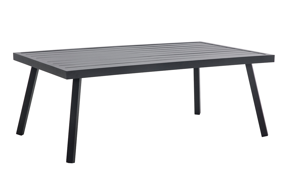 Eck-Sitzgarnitur SAIGON aus schwarzem Metall und hellgrauem Stoff