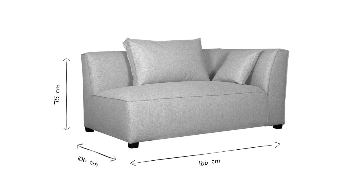 Eckmodul rechts fr Sofa aus beigem Stoff PLURIEL