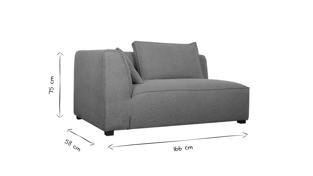 Eckmodul rechts fr Sofa aus kumingelbem Stoff PLURIEL