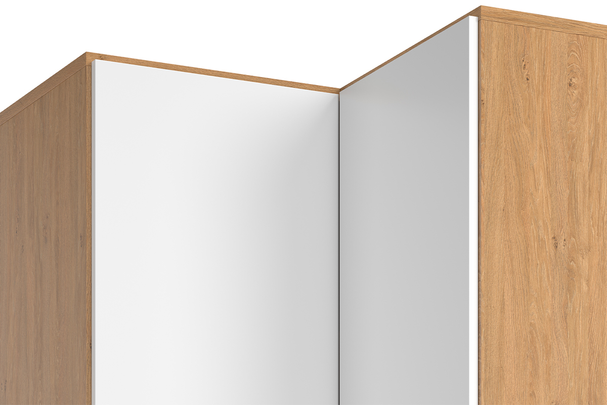 Eckschrank mit Garderobe und Regalen Wei und Holz ORKIS