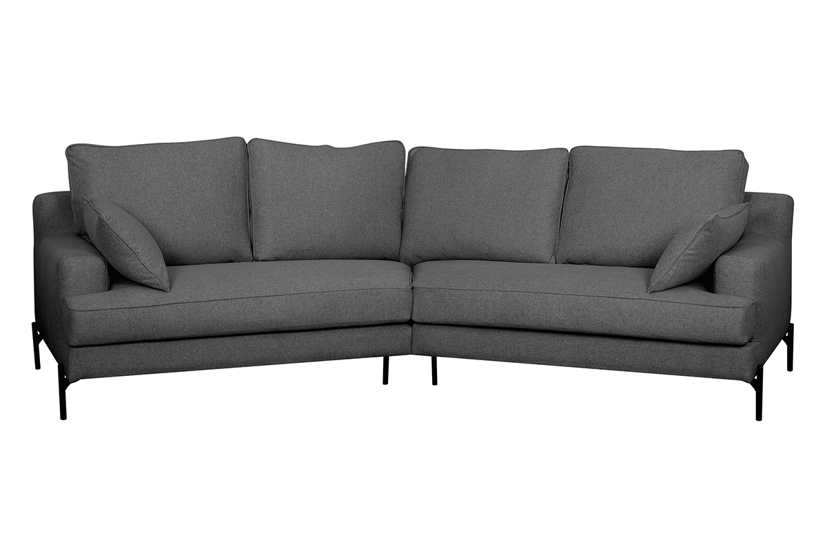 Ecksofa 5-Sitzer anthrazitgrau mit schwarzen Metallfen PUCHKINE