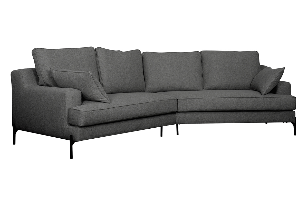 Ecksofa 5-Sitzer anthrazitgrau mit schwarzen Metallfen PUCHKINE