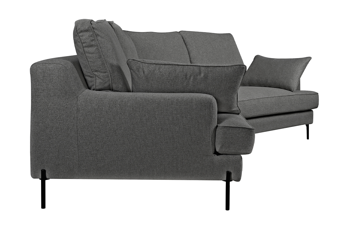 Ecksofa 5-Sitzer anthrazitgrau mit schwarzen Metallfen PUCHKINE