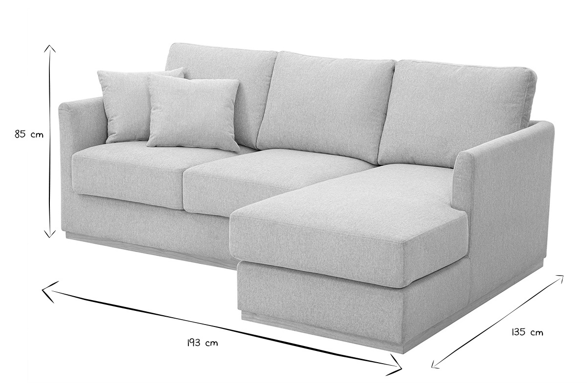 Ecksofa aus beigem Textur-Veloursstoff rechts 3-Sitzer MOSS
