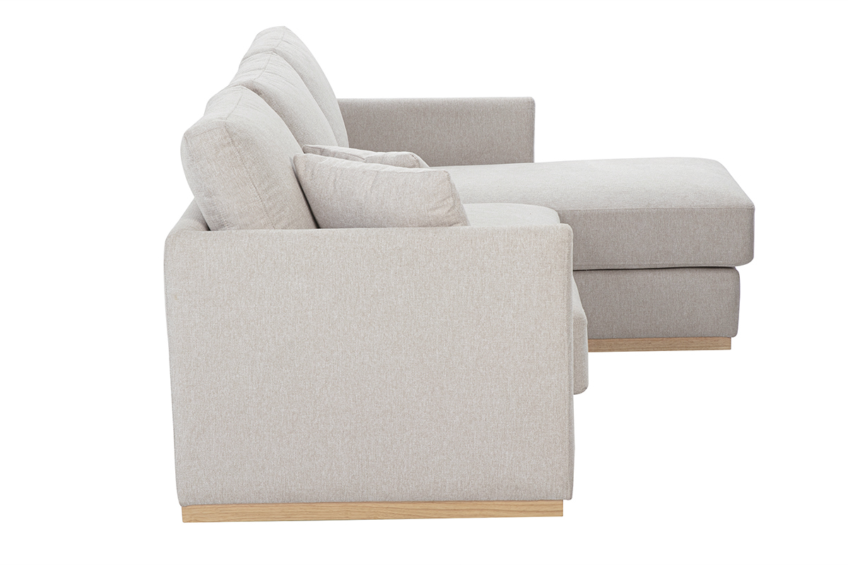 Ecksofa aus beigem Textur-Veloursstoff rechts 3-Sitzer MOSS
