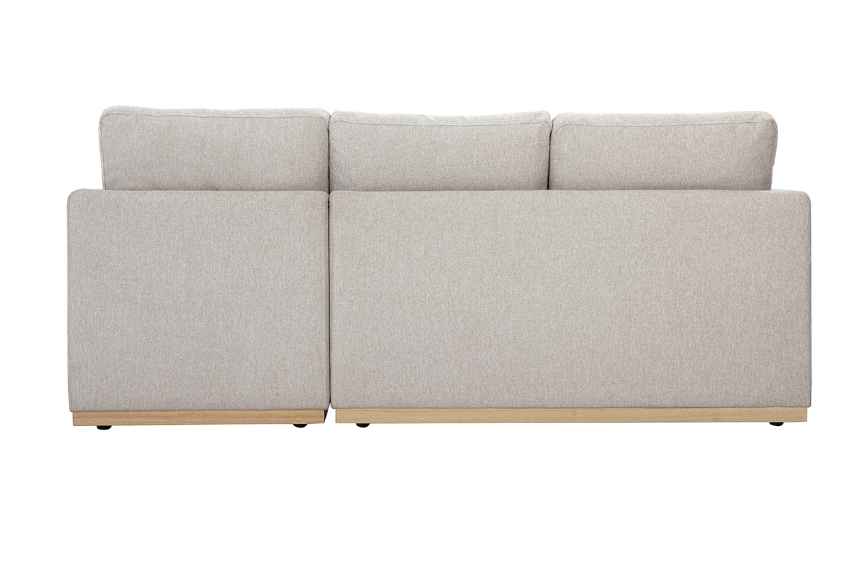Ecksofa aus beigem Textur-Veloursstoff rechts 3-Sitzer MOSS