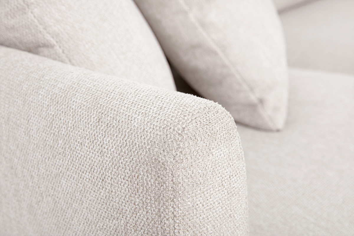 Ecksofa aus beigem Textur-Veloursstoff rechts 3-Sitzer MOSS
