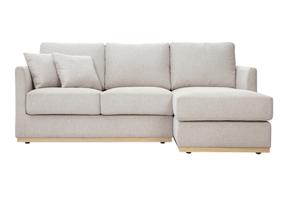 Ecksofa aus beigem Textur-Veloursstoff rechts 3-Sitzer MOSS