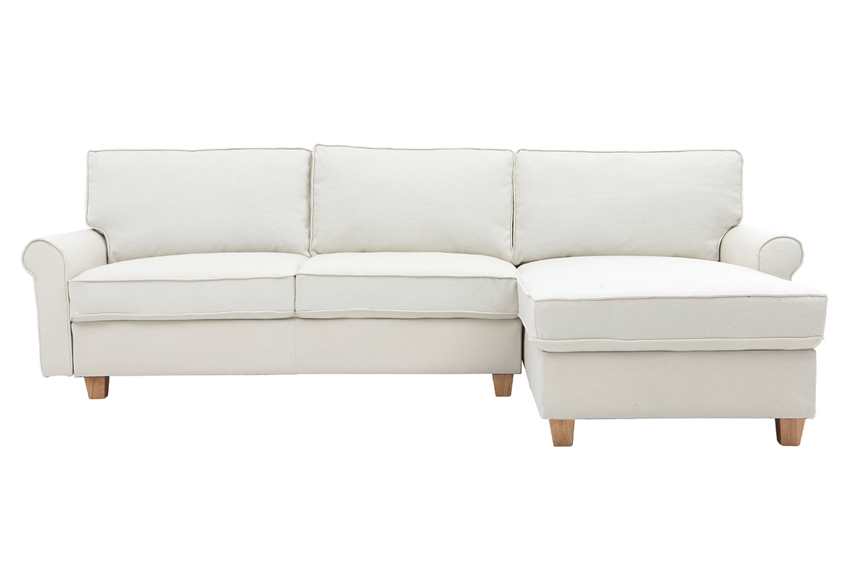 Ecksofa klassisch Stoff 3-Sitzer Naturfarben MONCEAU