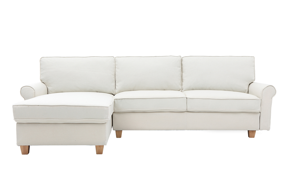 Ecksofa klassisch Stoff 3-Sitzer Naturfarben MONCEAU