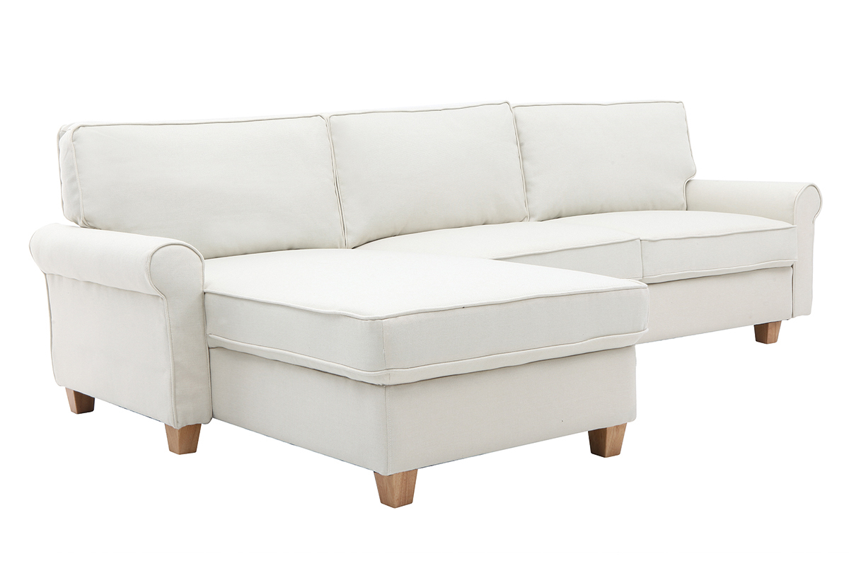 Ecksofa klassisch Stoff 3-Sitzer Naturfarben MONCEAU