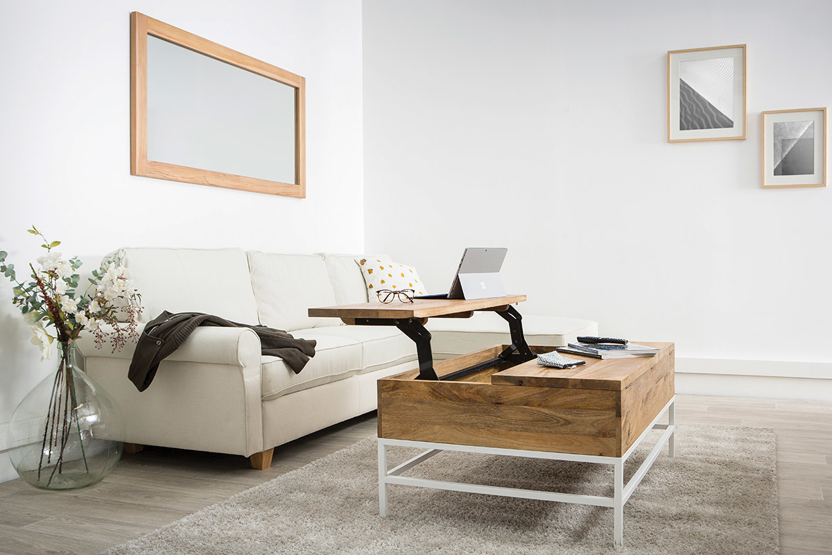 Ecksofa klassisch Stoff 3-Sitzer Naturfarben MONCEAU