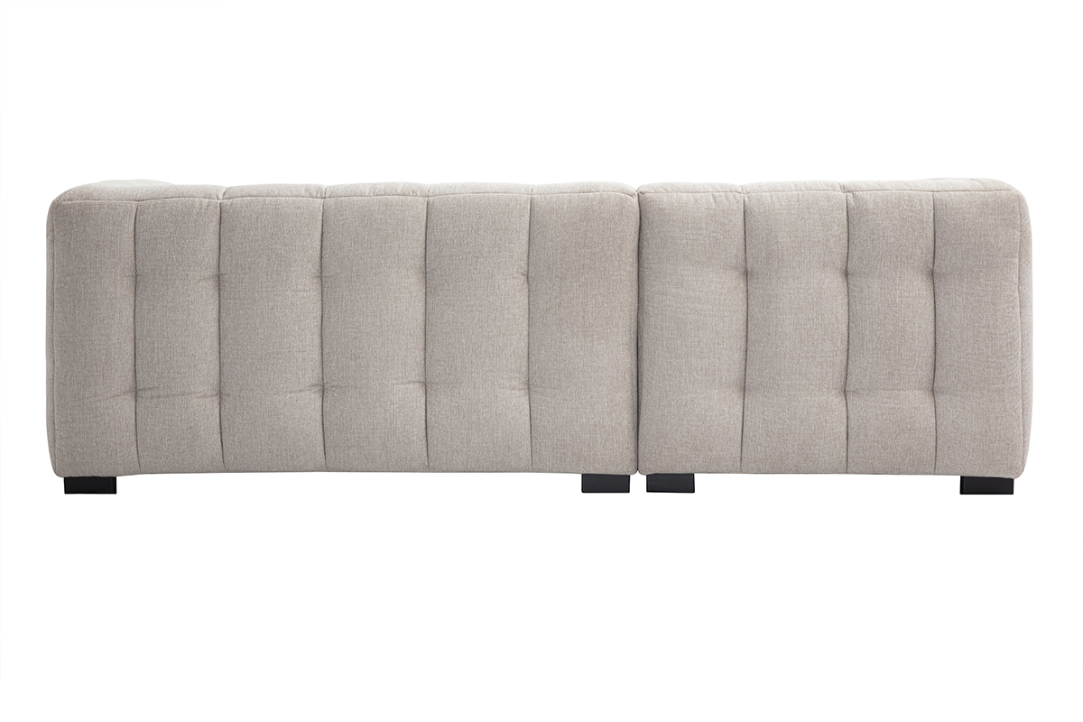 Ecksofa links Design 3-Sitzer in strukturiertem Samt-Effekt Stoff beige CORTO
