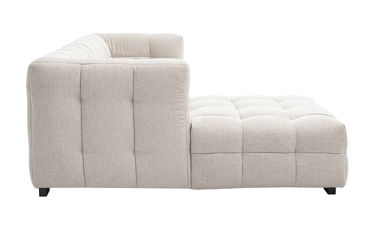 Ecksofa links Design 3-Sitzer in strukturiertem Samt-Effekt Stoff beige CORTO