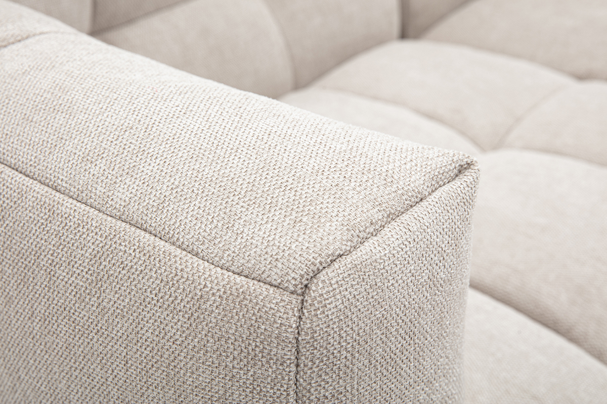 Ecksofa links Design 3-Sitzer in strukturiertem Samt-Effekt Stoff beige CORTO