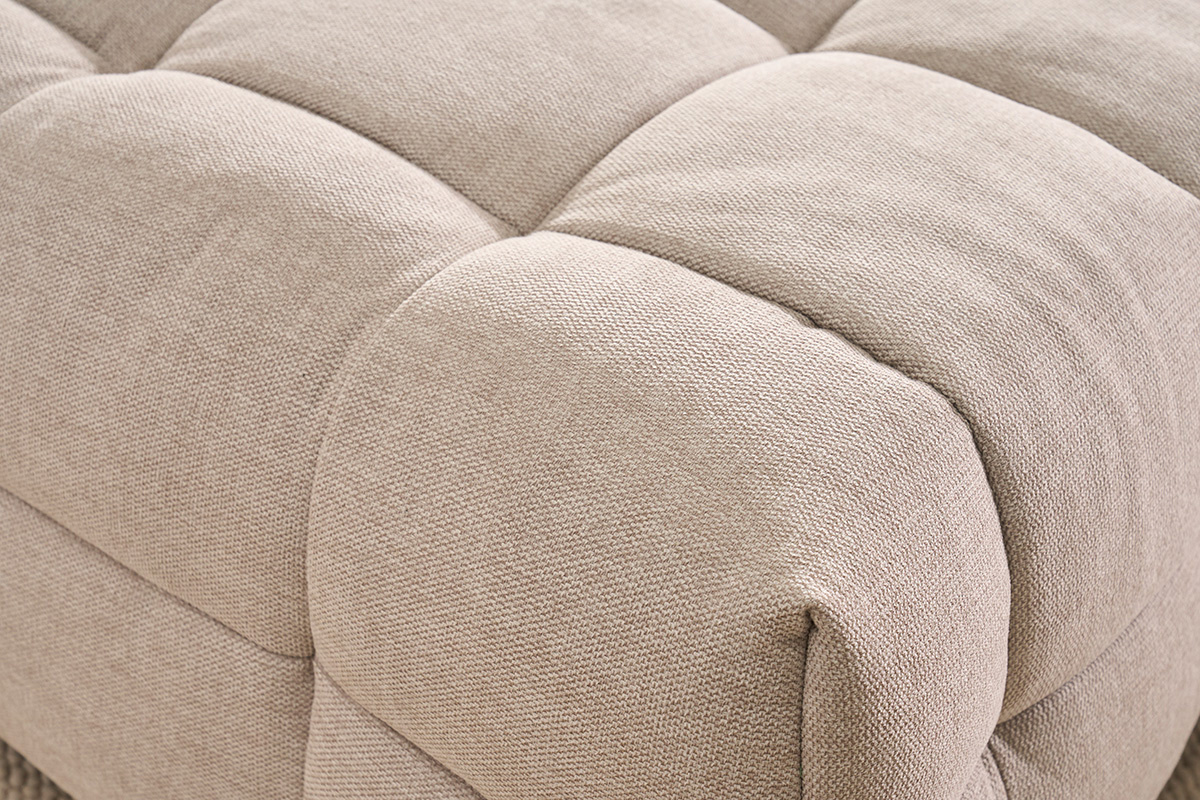 Ecksofa links Design 3-Sitzer in strukturiertem Samt-Effekt Stoff beige CORTO
