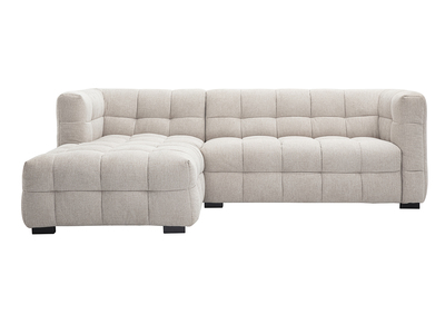 Ecksofa links Design 3-Sitzer in strukturiertem Samt-Effekt Stoff beige CORTO