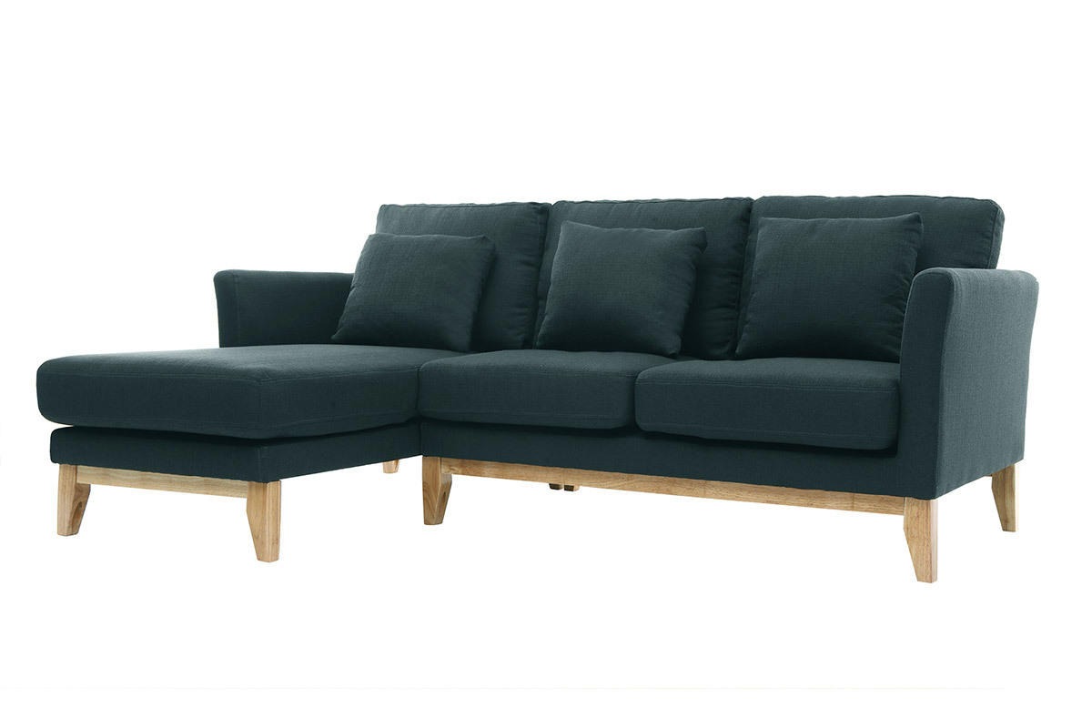 Ecksofa links OSLO im skandinavischen Stil aus dunkelgrauem, abziehbarem Stoff
