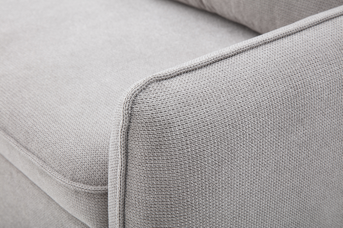 Ecksofa mit Schlaffunktion und umkehrbarer Abstellflche 3-Sitzer in grauem Samt-Effekt Stoff und hellem Holz ORSO