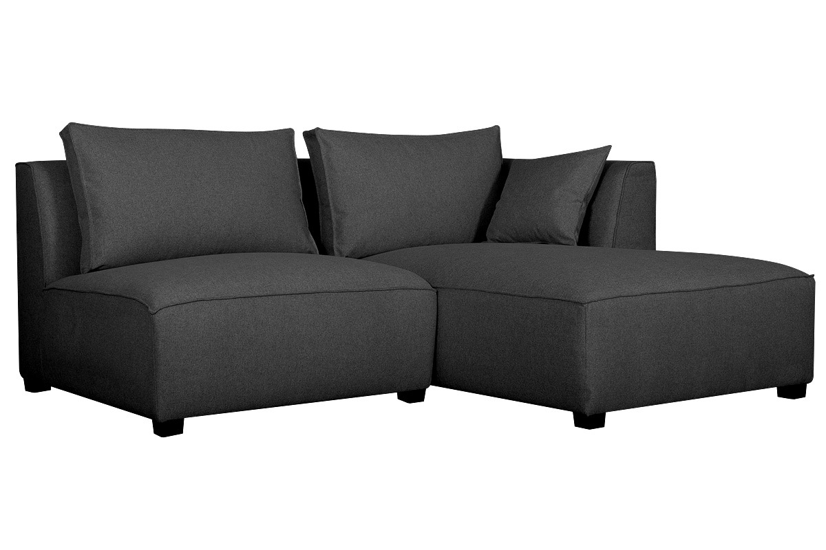 Ecksofa modulierbar 2 Elemente anthrazitgrau PLURIEL