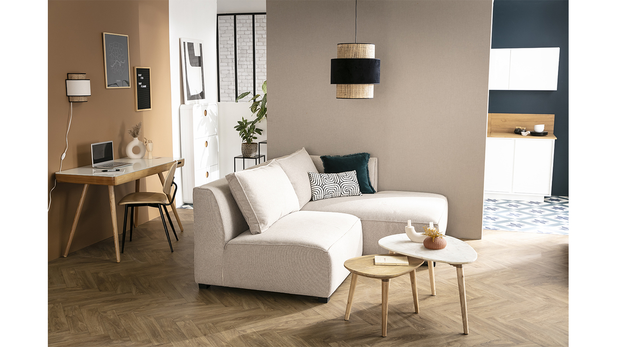 Ecksofa modulierbar 2 Elemente beige PLURIEL