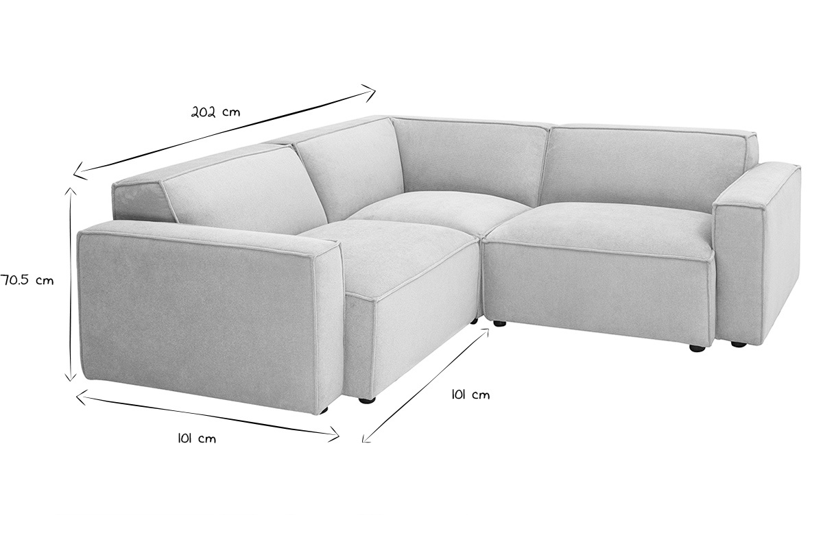 Ecksofa modulierbar 3 Pltze in Stoff mit strukturiertem Beige Samteffekt SPLIT