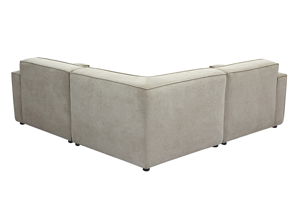 Ecksofa modulierbar 3 Pltze in Stoff mit strukturiertem Beige Samteffekt SPLIT