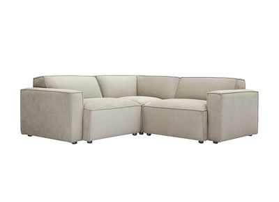 Ecksofa modulierbar 3 Plätze in Stoff mit strukturiertem Beige Samteffekt SPLIT
