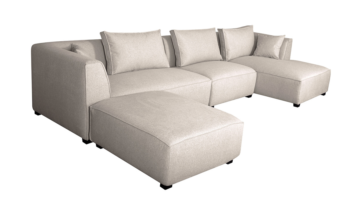 Ecksofa modulierbar 4 Elemente beige PLURIEL