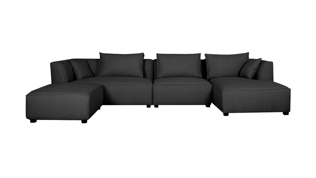 Ecksofa modulierbar 4 Elemente dunkelgrau PLURIEL