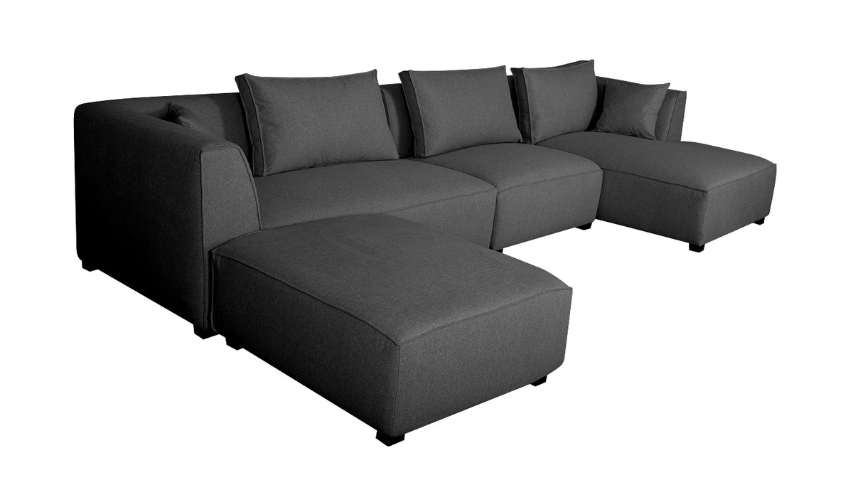 Ecksofa modulierbar 4 Elemente dunkelgrau PLURIEL