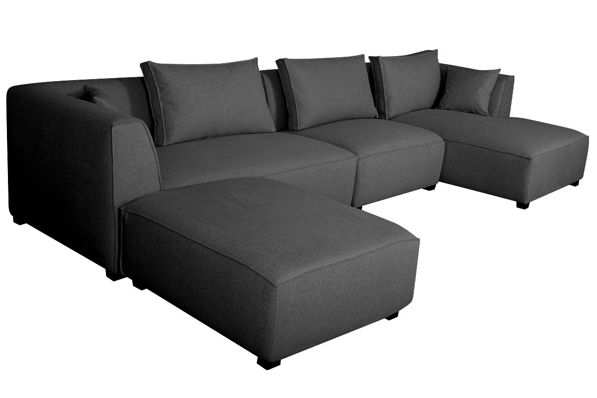 Ecksofa modulierbar 4 Elemente dunkelgrau PLURIEL