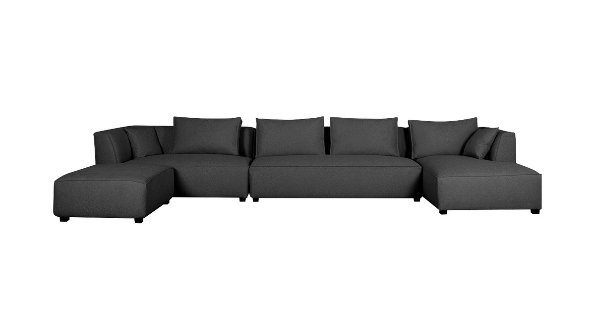 Ecksofa modulierbar 4 Elemente dunkelgrau PLURIEL