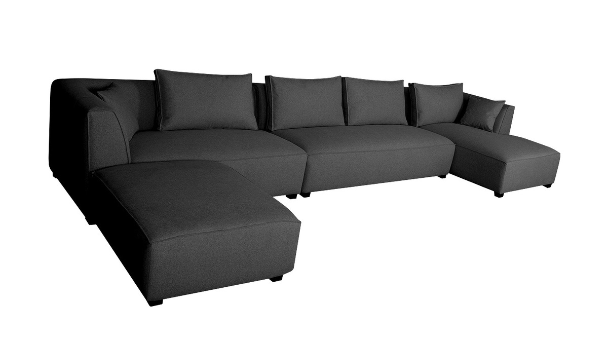 Ecksofa modulierbar 4 Elemente dunkelgrau PLURIEL