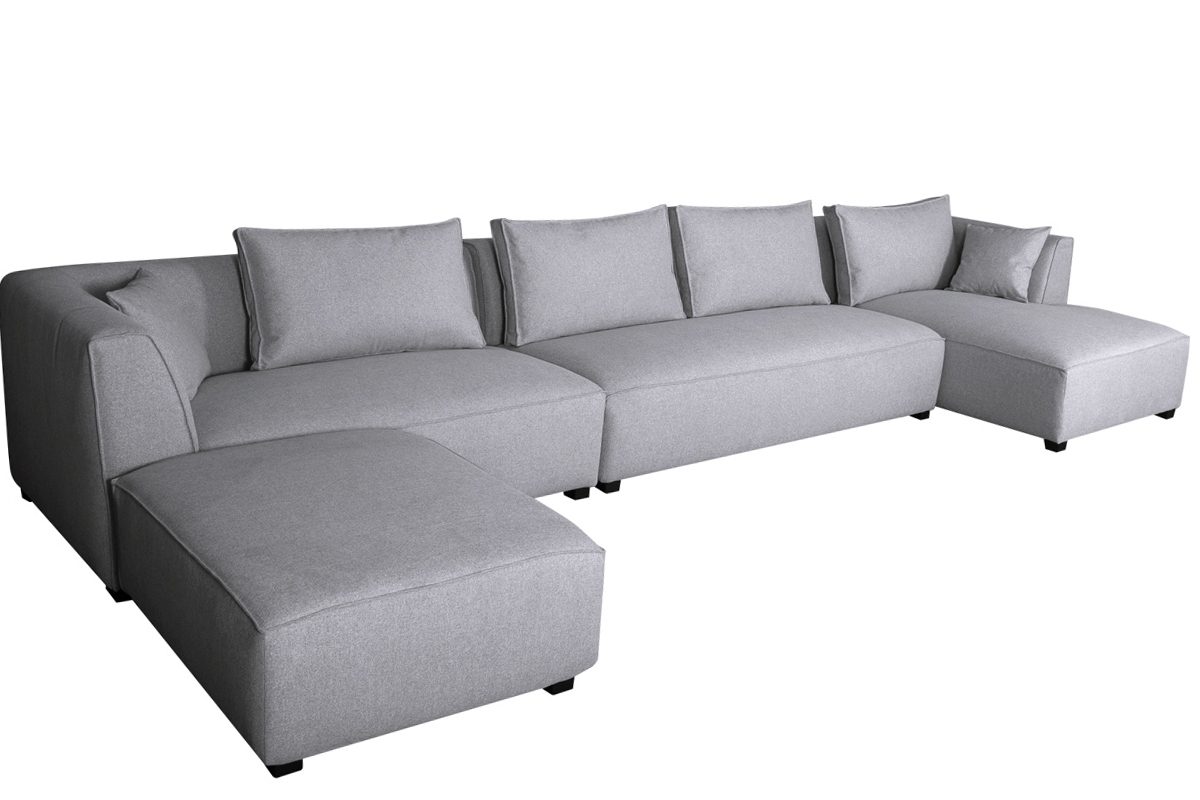 Ecksofa modulierbar 4 Elemente grau PLURIEL