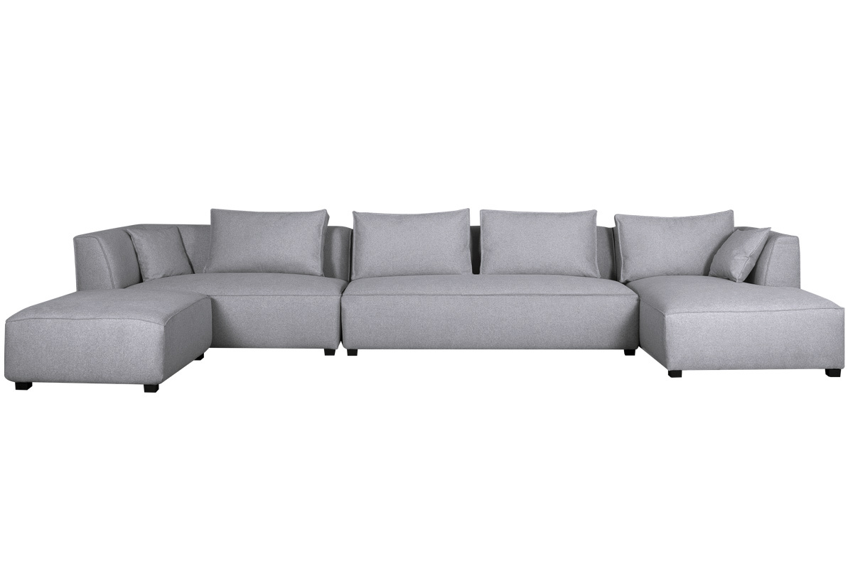 Ecksofa modulierbar 4 Elemente grau PLURIEL